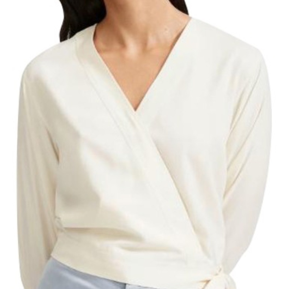 Everyone Cream Silk Wrap Top Size 4